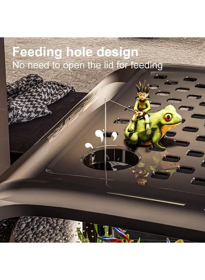 حوض ميكرو إيكو تانك الأبيض ذاتي الاستدامة للأحواض المائية المكتبية للأسماك والسلاحف - Image 3